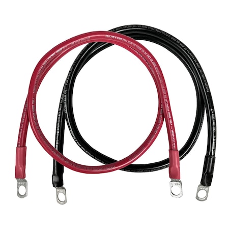 Remington Industries Marine Battery Cable Set, 4 AWG Gauge, Tinned Copper w/ Black & Red PVC, 48" Length, 3/8" Lugs 4-3MBCSET48